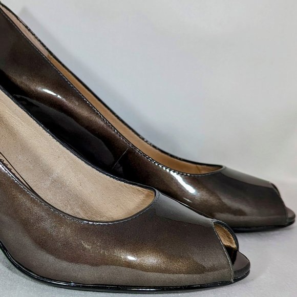 7M Chocolate Brown Peekaboo Pump Heels, Nordstrom BP - Picture 3 of 8